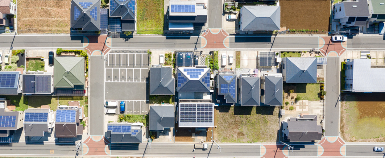 Aerial view of suburban houses