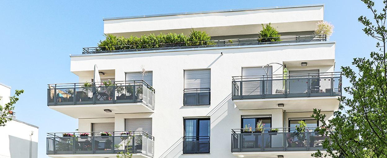 Front view of apartment building