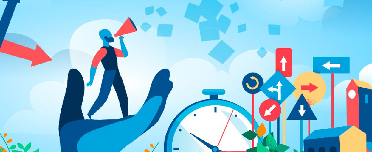 Illustration of hand with signs and watch