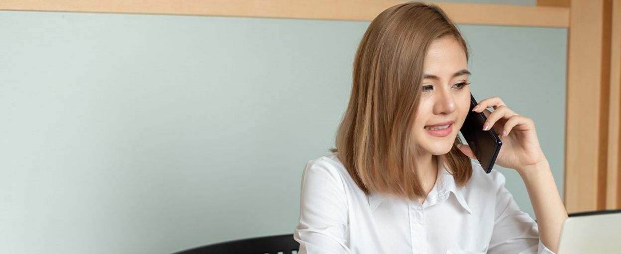 A property manager speaks with a tenant