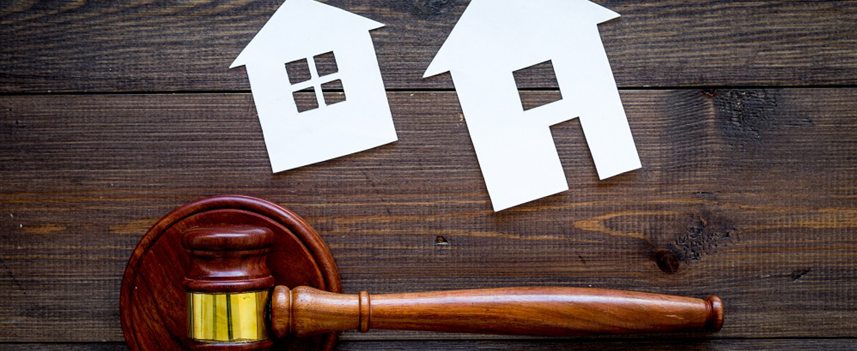 Judge's gavel and house|