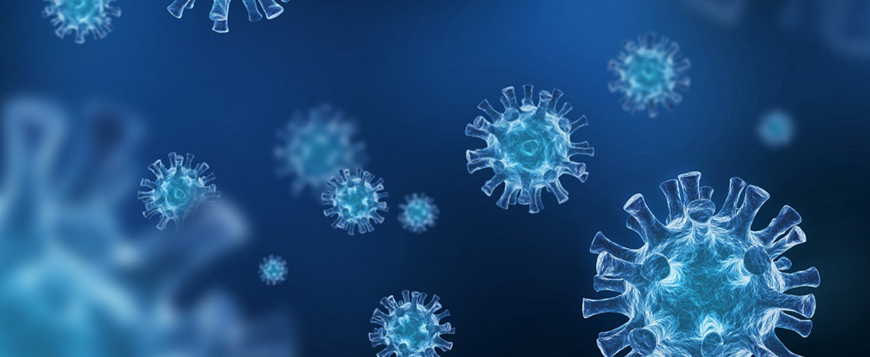 Coronavirus with blue background
