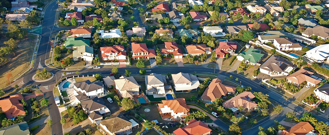Aerial view of suburb