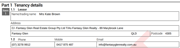 GTA Form 6 Tenancy Details section
