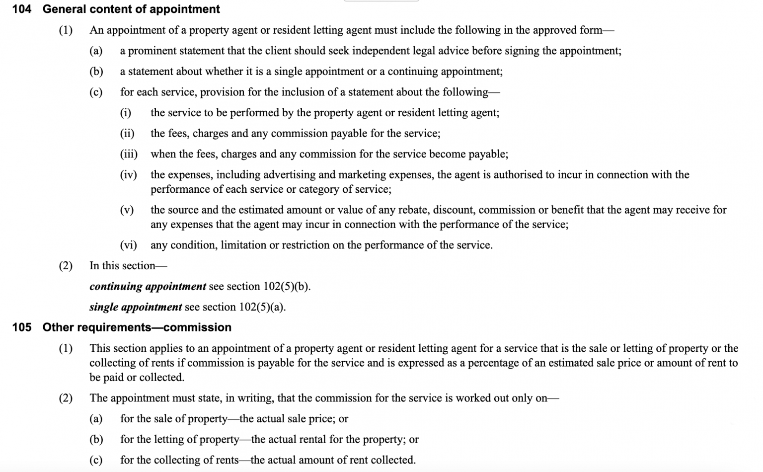 Section 104/105 of the PO Act
