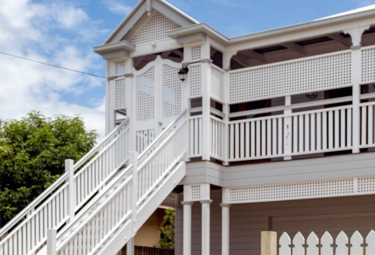 Front view of house with stairs