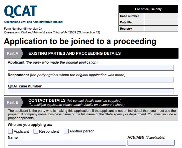 QCAT Form 45